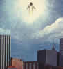 End times prophecy clipart picture of Jesus Christ's second coming. Lord Jesus Christ will descend from heaven with a shout, with the voice of the archangel, and with the trumpet of God; and the dead in Christ shall rise first, Rapture.