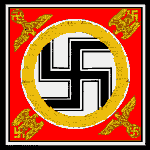 Dibujo de la bandera de Adolfo Hitler; algunos dicen que el profeta Nostradamus del astrónomo predijo la subida a la energía de la regla de Alemania, de Adolfo Hitler y del principio de la guerra mundial dos.